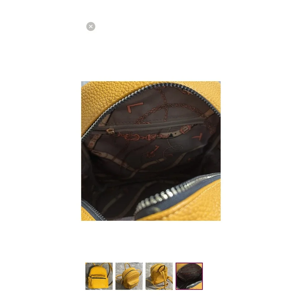 Yellow Faux Leather Studded Mini‎ Backpack Women two small worn places on bottom